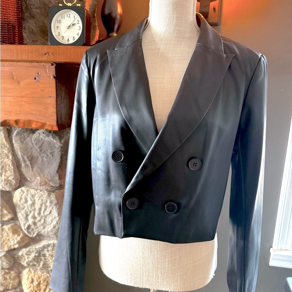 Philosophy Size 10 Black Soft Leather Look Jacket Gorgeous never worn-like new!